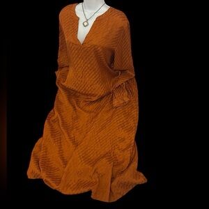 Cream  Midi Long-Sleeve Jacquard Tinsley Kaftan Dress Sz 46